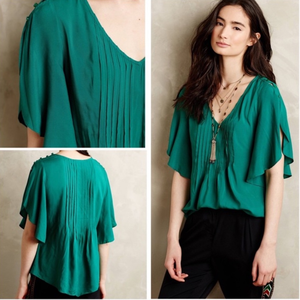 NWT Maeve Green Boho Blouse by Anthropology